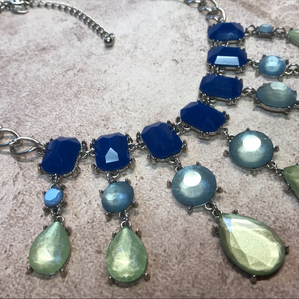 Blue and green Charming Charlie bib necklace